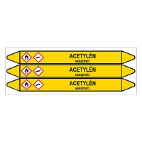 Značení potrubí, acetylén,3 ks, 355 × 37 mm